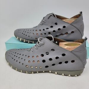 LITFOOT LF9010 Comfy Gray Perforated Leather Shoes Womns 8.5 EU39 Golf Friendly